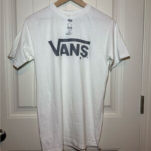 Vans White and Gray Logo Short Sleeve Tee